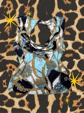 CACHÉ | Vintage Y2K Rare Baroque Chain Print |Womens Size Large